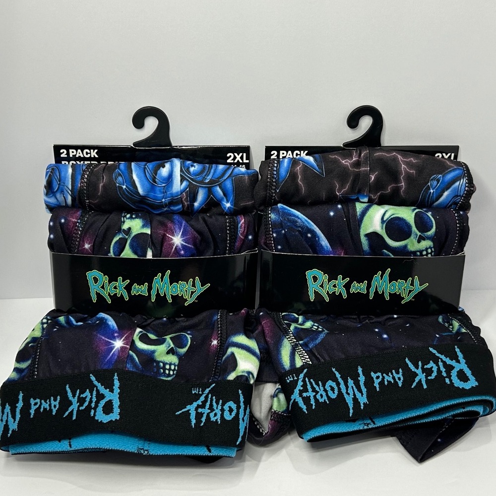Rick and‎ Morty Mens 2-Pack Boxer Briefs 2XL 44-46 Space Lightning Bioworld NEW
